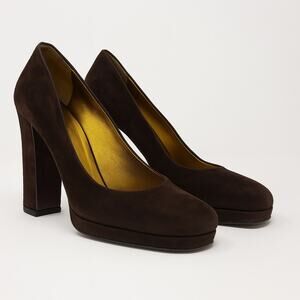 MIU MIU Chocolate Brown Suede Pumps Heels
